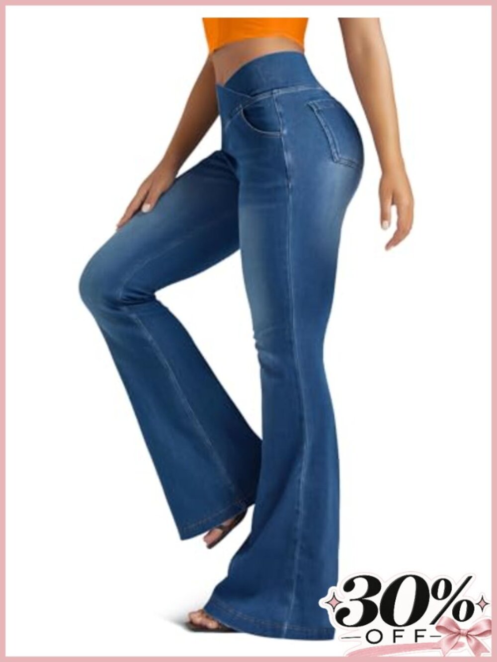 Knit Stretchy Flare Leggings High Waisted Crossover Bell Bottom Yoga Pants